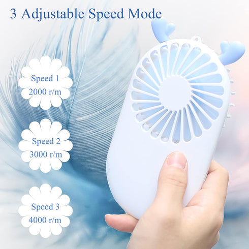 Mini Portable Fan Powerful Small Personal Desk Fan Handheld Fan Speed Adjustable USB Rechargeable Fan Pocket Fan Eyelash Fan for Women Girls Home ...