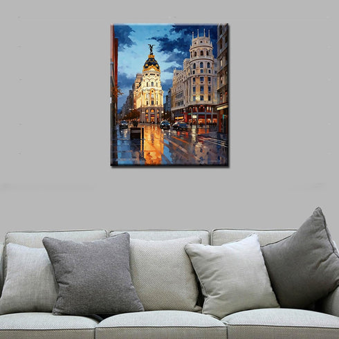 Famous Metropolis Building Paint by Numbers Kits 16x20 inch Canvas DIY Oil Painting for Kids, Students, Adults Beginner with Brushes Acrylic Pigme...