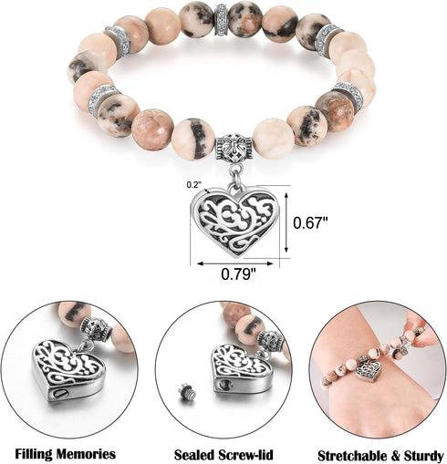 XIUDA Heart Cremation Memorial Urn Bracelet 316L Stainless Steel Keepsake Jewelry Urn Bracelet for Ashes for Women-With Me Always...