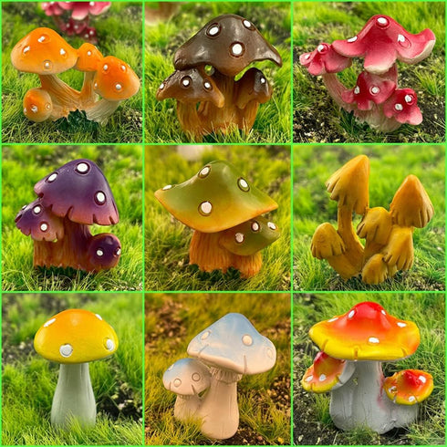 12 Pcs 1.5 to 1.8 Inch Resin Mushroom,Cute Mushrooms Fairy Garden Mushrooms Ornaments for Outdoor Decoration,Home Décor,Cake Decoration,DIY Bonsai...