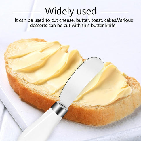 Butter Knife(2 Pcs), Porcelain Handle, Stainless Steel Cheese Spreader, Butter Spreader Knives Set...