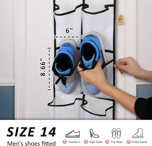 2PK 12 Large Pockets Over Door Hanging Shoe Organizer...