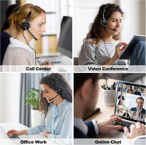 3.5mm Computer Headset with Microphone, Cell Phone Headset with Microphone Noise Cancelling for iPhone Samsung PC Business Skype Softphone Call Ce...