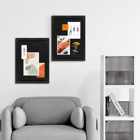 Cork Board Bulletin Board, Black Frame Cork Boards for Walls with Felt, Decorative Hanging Pin Board for Home School Office, Vision Board(4333,Bla...