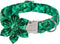 St.Patrick's Day Clover Dog Collars with Flower Tie,Green Abstract Clover Soft Cotton with Safety Metal Buckle Adjustable Puppy Collars for Small ...