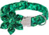 St.Patrick's Day Clover Dog Collars with Flower Tie,Green Abstract Clover Soft Cotton with Safety Metal Buckle Adjustable Puppy Collars for Small ...