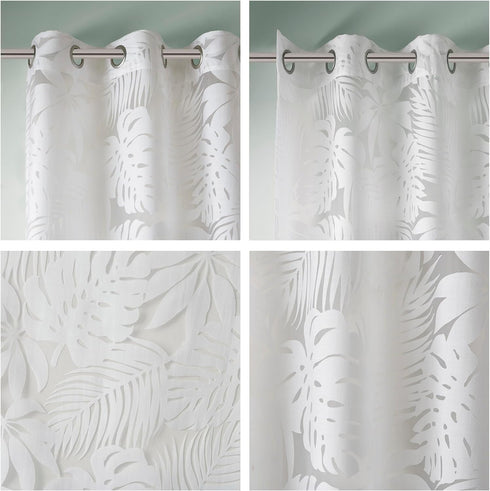 Madison Park Semi Sheer Single Curtain Modern Contemporary Botanical Print Out Design, Grommet Top, Window Drape for Living Room, Bedroom and Dorm...