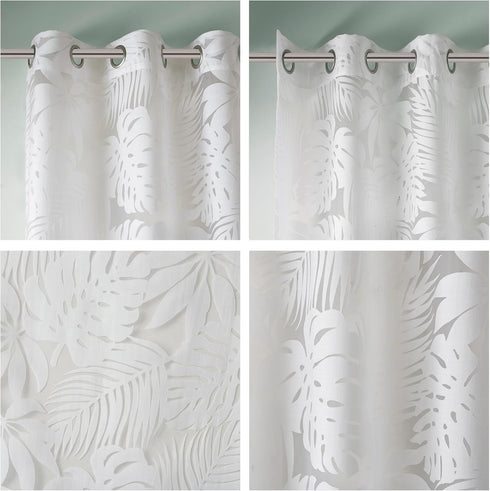 Madison Park Semi Sheer Single Curtain Modern Contemporary Botanical Print Out Design, Grommet Top, Window Drape for Living Room, Bedroom and Dorm...