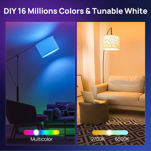 Consciot Smart Light Bulbs, WiFi LED Light Bulb That Works with Alexa & Google Home, Music Sync, Color Changing Light Bulb, A19 E26 2.4Ghz WiFi Li...