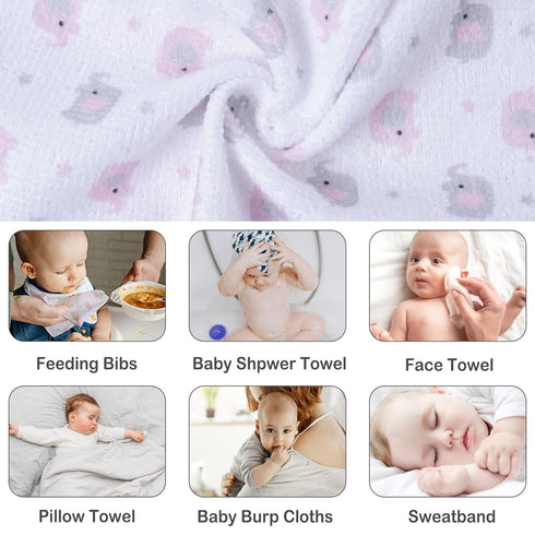 Viviland Baby Washcloths, 24Pack Baby Towels for Newborn, Baby Girl Wash Cloths, and Infant Bath Face Washcloths Soft Absorbent, Gentle on Sensiti...