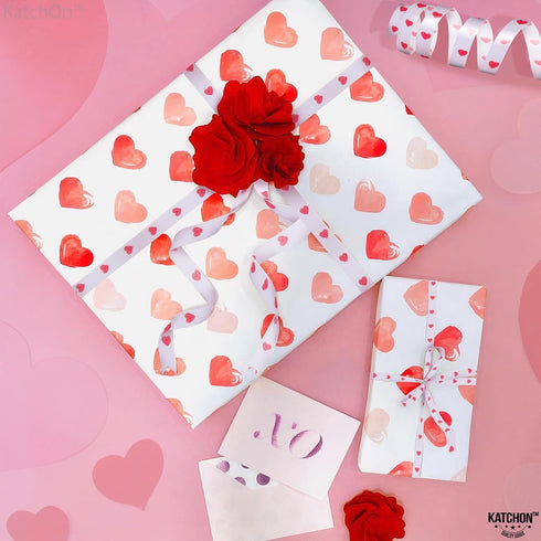 KatchOn, Red Valentines Day Ribbon -100 Yards | Valentines Ribbons for Crafts | Red Heart Ribbon for Crafts | Red Heart Curling Ribbon for Valenti...