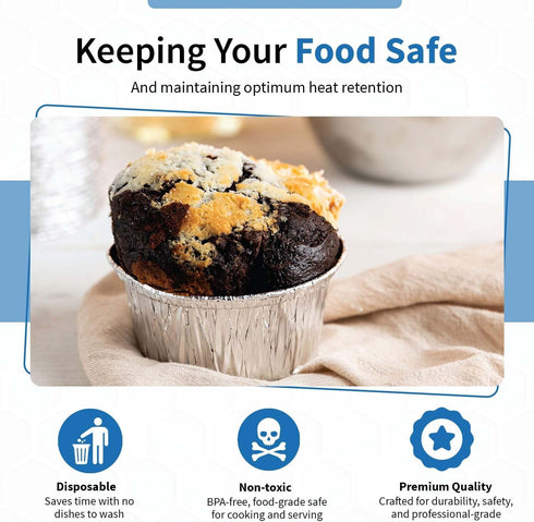 Angel's Peel Lounge Disposable Ramekins - Durable cup cake pans for baking - Aluminum Foil Ramekin for Tart, Appetizer-Utility, Muffin, Souffle, o...