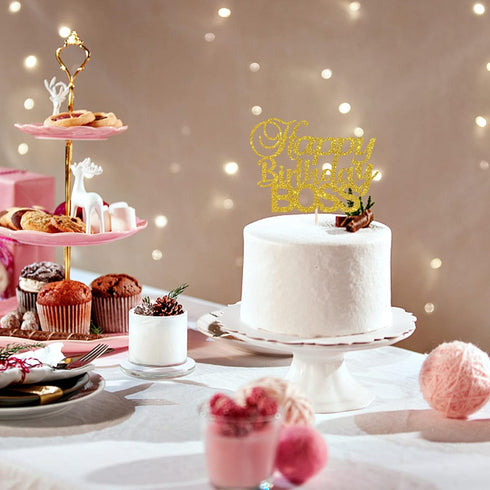 Happy Birthday Boss Cake Topper, Gold Glitter Baby Boy 1st Birthday,Happy Birthday for Men,Prince Birthday Party Decorations...