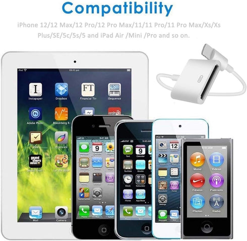 Apple Lightning to 30-Pin Adapter?8 Pin Male to 30 Pin Female Connector Converter with iPhone Lightning Charger Cable Cord Compatible iPhone 13 12...