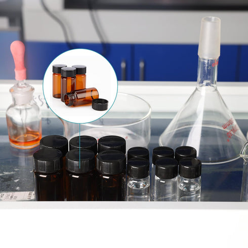 stonylab Brown Glass Sample Vials with Cap, Screw Cap Sample Vials Amber Glass Liquid Sampling Bottle Reagent Bottle with Screwcap, Capacity 20 ml...