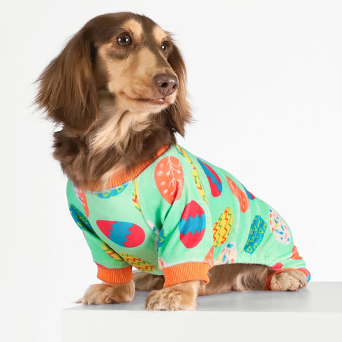 Fitwarm Easter Egg Dog Pajamas, Holiday Dog Clothes for Small Dogs Girl Boy, Pet Easter Outfit, Puppy Cat Onesie, Lightweight Velvet, Light Green,...