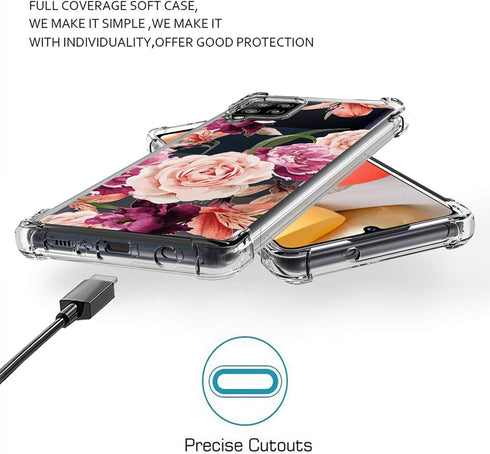 Osophter for Galaxy A42 5G Case,Samsung M42 5G Case Flower Floral for Girls Women Shock-Absorption Flexible TPU Rubber Phone Cover for Samsung Gal...