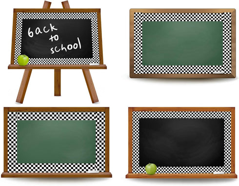 Whaline 98.4ft Checkered Bulletin Board Borders 3 Sizes White Black Checkered Die-Cut Bulletin Board Stripes Plaid Rolled Bulletin Board Trim for ...