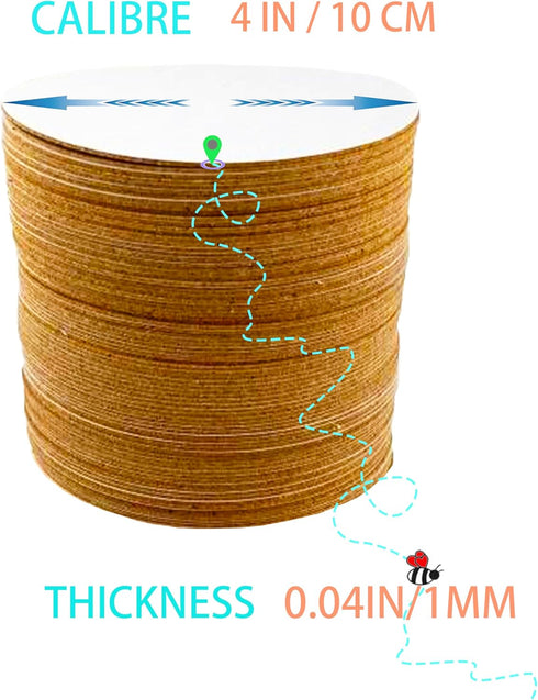 60 PCS Round Self - Adhesive Cork Backing Sheets Cork Coasters DIY Crafts - Paper Cutting-drawing board - Bottom Protection for Stone Coasters and...