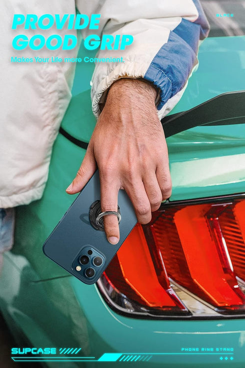 SUPCASE Cell Phone Ring Holder, 360° Rotation & 180° Flip Universal Phone Ring Stand with Metal Phone Grip Compatible for Magnetic Car Mount (Blac...