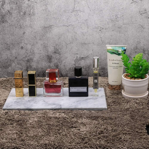 Rectangular Marble Vanity Tray for Counter, Bathroom, Dresser, Nightstand or Desk, 11-5/8" x 6-1/4"...