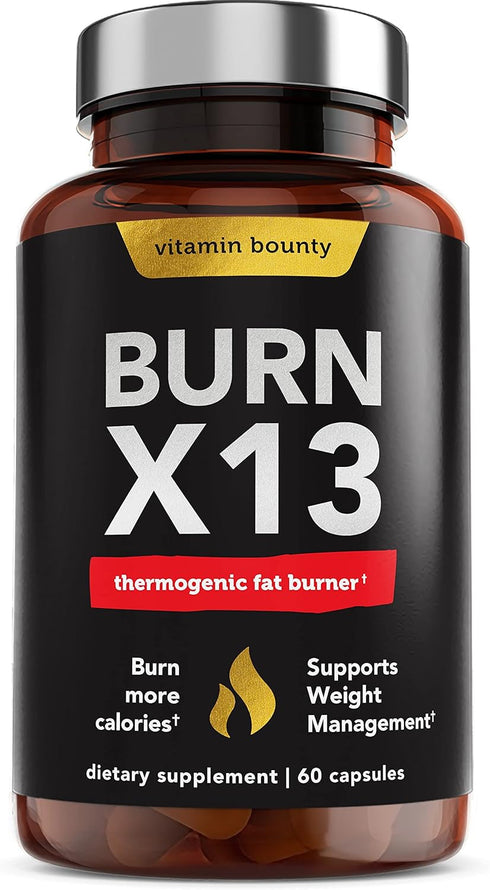 Vitamin Bounty Burn X13 - Thermogenic Fat Burner, Fat Burner for Men, Fat Burners for Women, Thermogenic Warming, Support Muscle Growth, Pumps, Va...