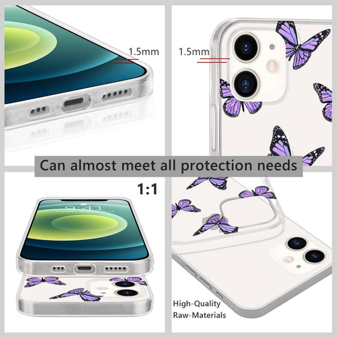 Idocolors Cute Butterfly Case for iPhone 7/iPhone 8,Clear Soft Bumper TPU Ultra Slim Shockproof Design Protective Cover,Girly Purple Butterfly for...