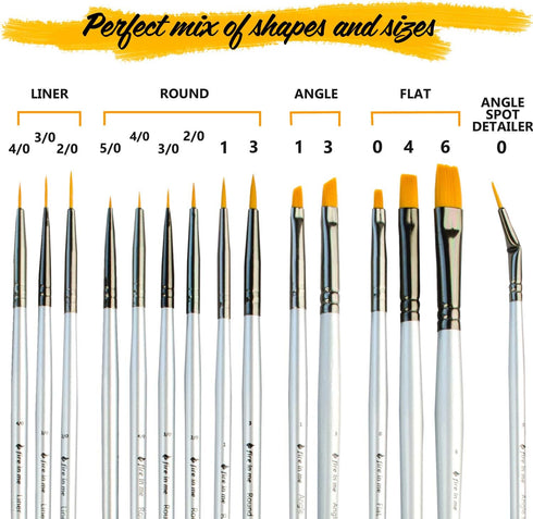 Best Small Miniature Paint Brushes - Detail Paint Brush Set of 14 pcs +1 Free, Tiny Model Paint Brush Set for Face Painting, Fine Detailing - Acry...