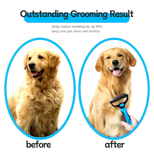 Pet Grooming Brush and Metal Comb Double Sided Long Hair Pet Undercoat Cleaner Knotting Comb for Cats for Dogs and Pet Cats Removes Mats and Lint ...
