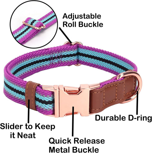 Dog Collar Reflective, Multi-Colored Stripe Dog Collar, Soft Adjustable Dog Collars with Metal Buckle for Small Medium Large Dogs, Perfect Pet Col...