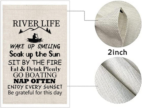 POFULL River House Life Better Garden Yard Flags River Cabin Gift Mountain House Gift Housewarming Gift (River Life Flag)...