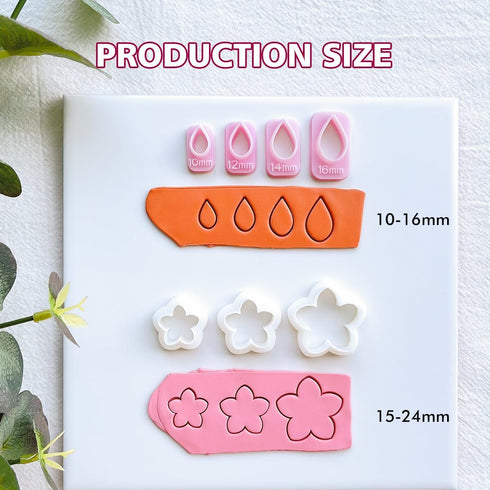 Keoker Flower Petal Clay Cutters - Polymer Clay Cutters for Earrings Making, 4 Shapes with Polymer Clay Petal Press Mold, Clay Cutters for Polymer...
