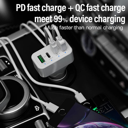 USB C Car Charger Fast Charging, AWADUO 40W Cigarette Lighter USB Charger,Dual Type C PD 20W Compatible with iPhone/Samsung, Dual USB-A 18W QC3.0 ...