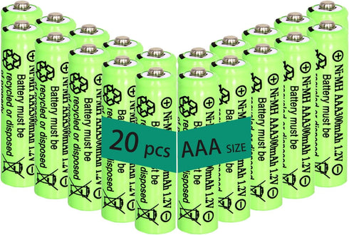 1.2V AAA 300mAh Ni-MH Rechargeable Batteries for Solar Lights,20 Packs...