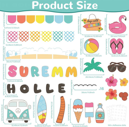 Hello Summer Bulletin Board Decoration Set Summer Theme Bulletin Board Borders Beach Paper Cutouts Summertime Bulletin Boarder for Hello Summer Tr...