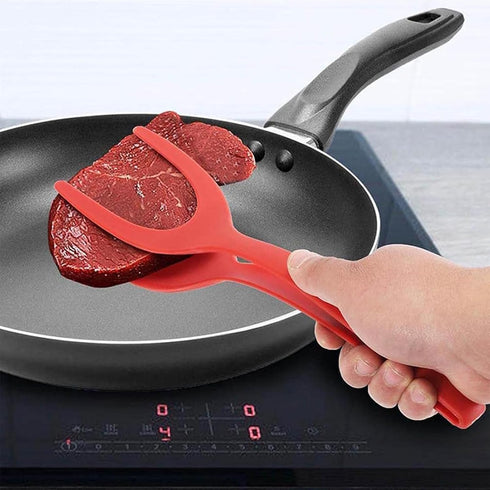 2 in 1 Grip and Flip Spatula Tongs Egg Flipper Tong Fried Egg Double Spatula, Non-Stick Food Clip Egg Turner Pancake Fish French Toast Omelet Maki...