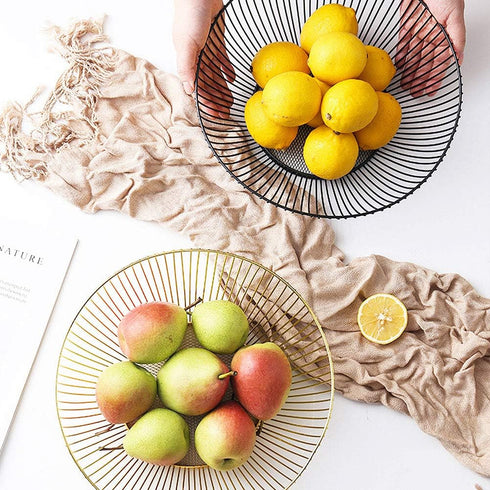 Wire Fruit Basket Fruit Bowl Kitchen Fruit Basket Stand Fruit Bowls for the Counters Metal Fruit Bowl (Black, Round)...