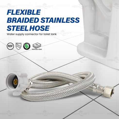 Everflow Supplies 27420-NL 20" No Lead Stainless Steel Braided Tank Supply Line w/3/8" Compression Fitting And A 7/8" Bc Plastic Nut...