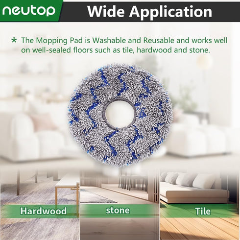 neutop Replacement Mopping Pads Microfiber Mop Cloths Compatible with Ecovacs Deebot X1 Turbo, X1 Omni, T10 Turbo, T10 Omni, T20 Omni, X2 Omni, Ro...