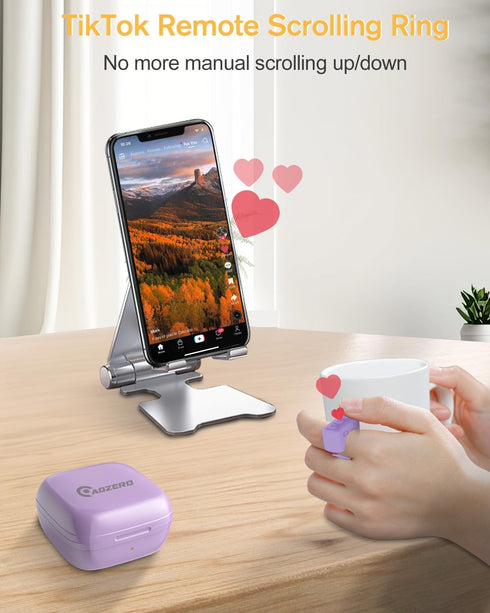 Remote Control for TikTok, Page Turner for Kindle App, Bluetooth Camera Video Recording Remote, Scrolling Ring for TIK Tok, iPhone, iPad, iOS, And...