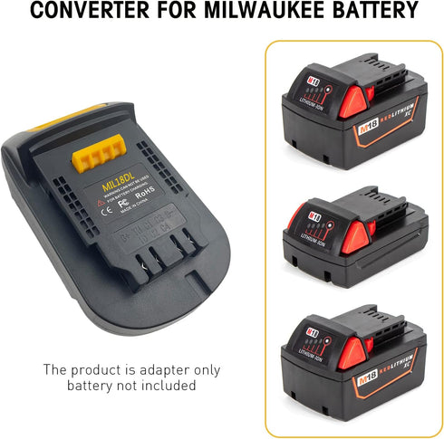 MIL18DL Battery Adapter for Milwaukee to for Dewalt, Battery Adaptor Converter for Milwaukee M18 18V Li-ion Batteries Work for Dewalt 20V Power To...