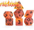 Gate Keeper Games and Dice: Sea Glass Dice: Firebrand - 7pc RPG Set, Flaming Yellow & Fire Damage Orange Frosted Matte Resin, Role Playing Games D...
