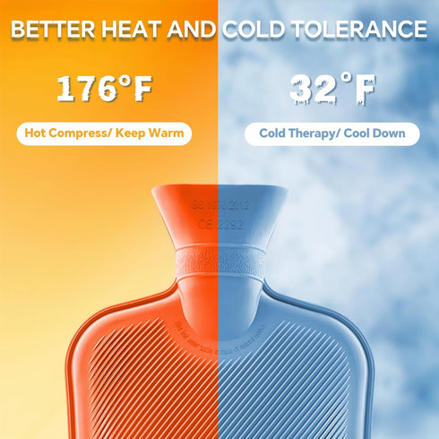 2L Hot Water Bottle Rubber, Hot Compress and Cold Therapy for Headaches Cramps Muscles Pain Relief Injuries, Hot Water Bag for Bed...