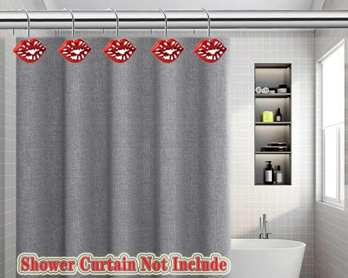 Mothers Day Love Valentines Day Shower Hooks, Red White Shower Curtain Hooks Set, Decorative Funny Gifts Shower Curtain Hooks, Christmas Bathroom ...