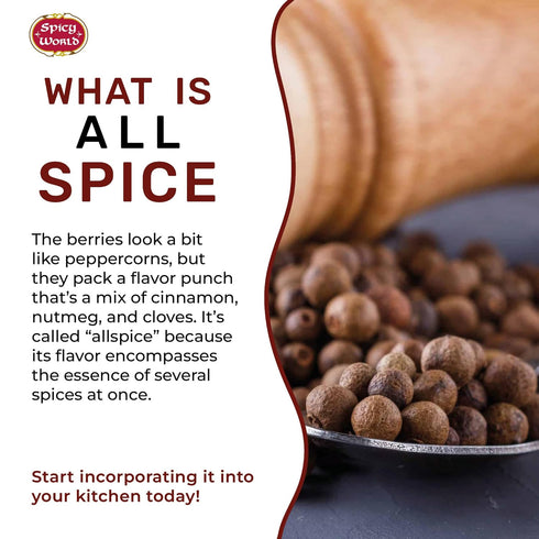Allspice Whole Berries 5 Ounce Bag - by Spicy World (All Spice) | All Spice Pimento Jamaica Pepper for Cooking & Seasoning | Versatile Berry for C...