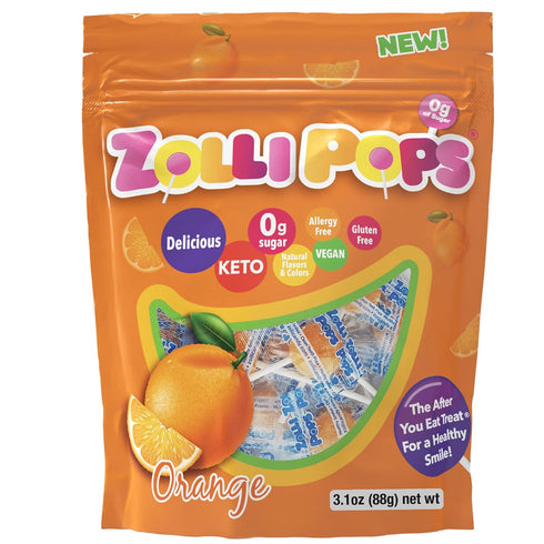 Zollipops Clean Teeth Lollipops AntiCavity Sugar-Free Candy, Orange, 3.1oz - Ideal for Kids, Diabetics, and Keto Diet Snacking...