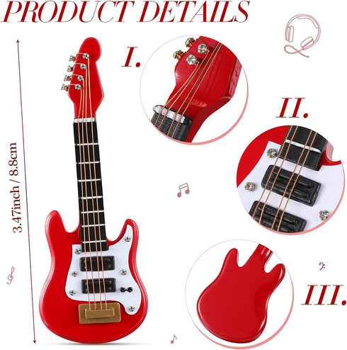 2 Pieces Miniature Guitar Toy Miniature Dollhouse Guitar Miniature Musical Instrument Electric Guitar Bass Toy for Dollhouse Furniture Tiny Instru...