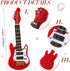 2 Pieces Miniature Guitar Toy Miniature Dollhouse Guitar Miniature Musical Instrument Electric Guitar Bass Toy for Dollhouse Furniture Tiny Instru...