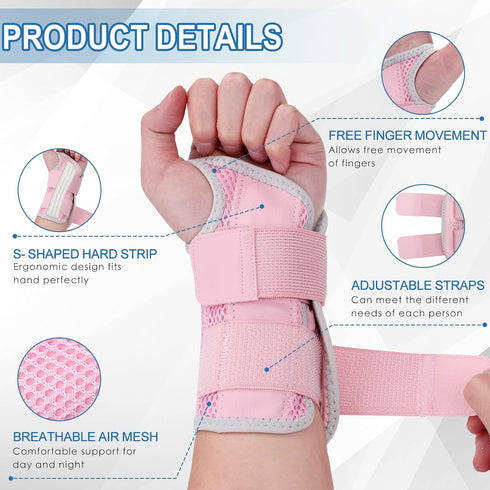 Wrist Brace for Carpal Tunnel, Night Wrist Sleep Support Splint with Compression Sleeve Adjustable Straps for Pain Relief, Arthritis, Tendonitis, ...