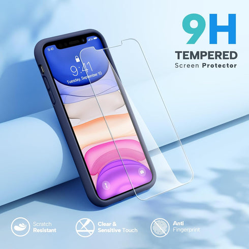 Miracase Compatible with iPhone 11 Phone Case, with Screen Protector, Liquid Silicone Gel Rubber Full Body Drop Protection Shockproof Cover Phone ...